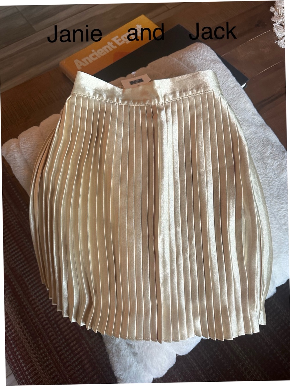 Janie and Jack Metallic Cream Pleated Skirt